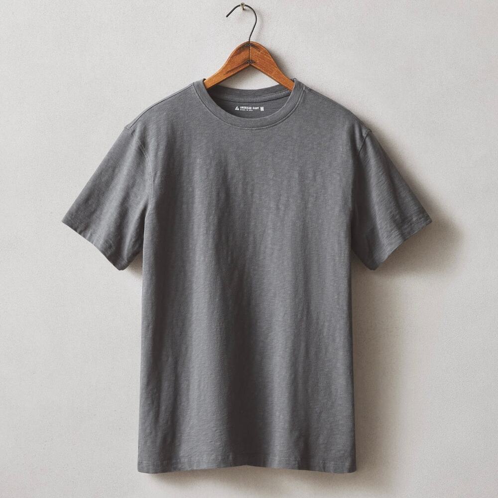 NWOT American Giant Premium Slub Short Sleeve Crew Tee Men's Large Gray